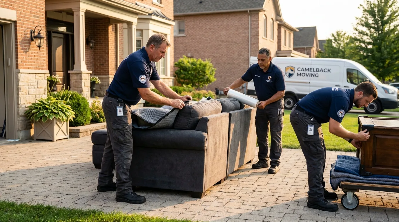 Large estate moving crew wrapping furniture in Hayfield, MN